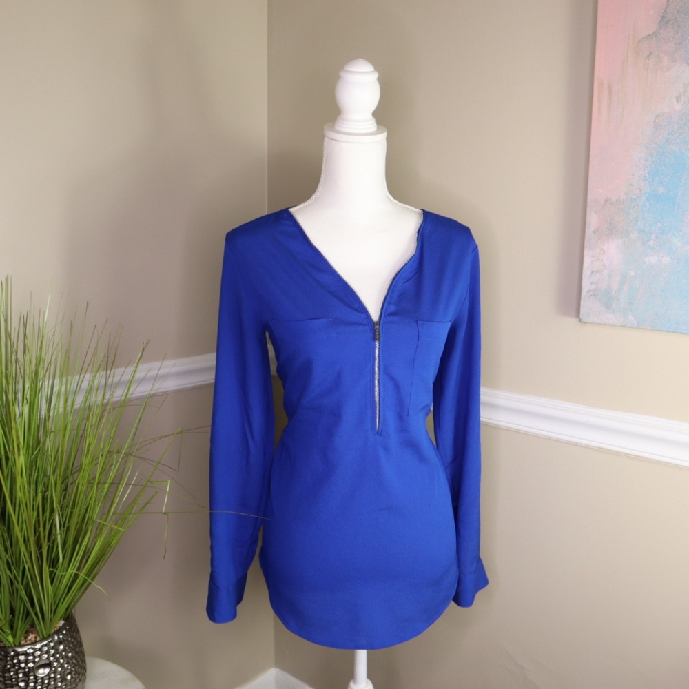 Calvin Kelin - Gorgeous Vibrant Blue Top with Intricate Details